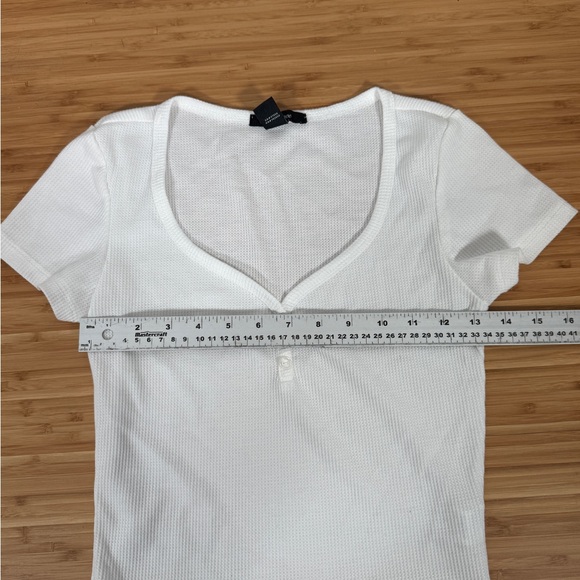 Ambiance White Buttoned V-Neck Tee - Picture 3 of 6